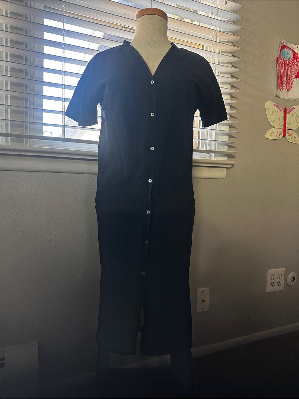 Classic Black Button-Front Dress